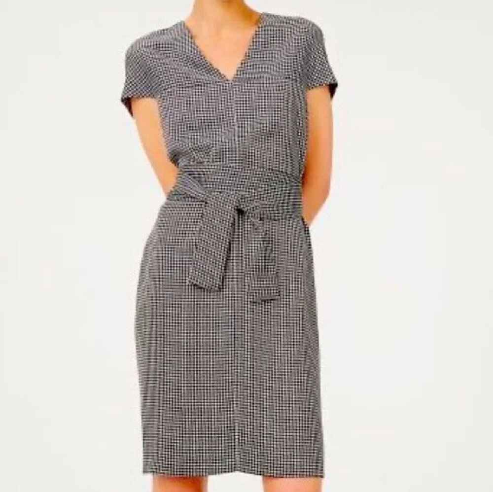 CLUB MONACO | 00 (XS-S) Houndstooth Midi Dress | black & white